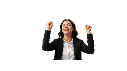 Successful businesswoman celebrating achievement