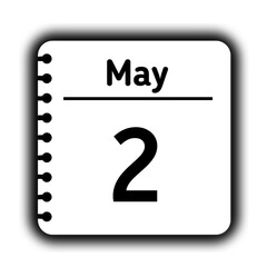 May 2st calendar new year day reminder icon note pad diary symbol
