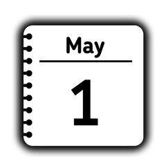 May 1st calendar new year day reminder icon note pad diary symbol