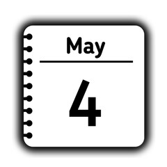 May 4st calendar new year day reminder icon note pad diary symbol