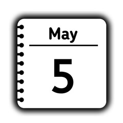 May 5st calendar new year day reminder icon note pad diary symbol