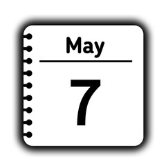 May 7st calendar new year day reminder icon note pad diary symbol