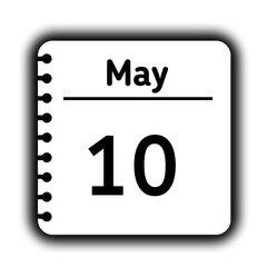 May 10st calendar new year day reminder icon note pad diary symbol
