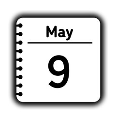May 9st calendar new year day reminder icon note pad diary symbol