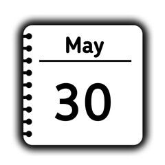 May 30st calendar new year day reminder icon note pad diary symbol