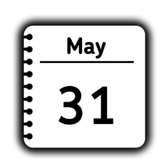 May 31st calendar new year day reminder icon note pad diary symbol
