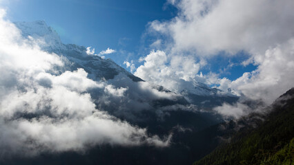 View of Himalaya mountains from Namche Bazaar viewpoint, Sagarmatha National Park, Nepal