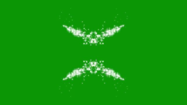 Sparkling glitter stars shine, white cartoon glitter, white glowing star path, magic glitter sparkle trail, flat vector doodles, twinkling star transition, shimmering bokeh effects on green screen 4k