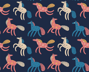 Seamless pattern with horses