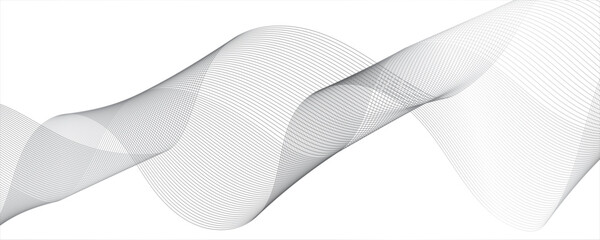 Abstract gray wave banner template.Wave with lines created using blend tool, blend line background.Abstract wave element for design. Wavy vector background.