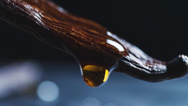 Vanilla Extract Dripping - A Close-Up of Flavor and Aroma.