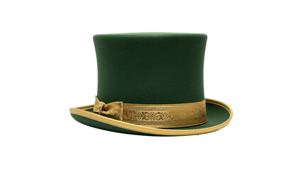 Green top hat with gold ribbon