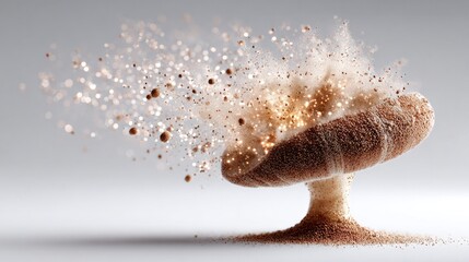 Coffee Bean Explosion: A dynamic representation of a coffee bean undergoing an explosive transformation, with particles bursting outward and conveying energy and flavor