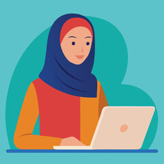 muslim-woman-in-hijab-using-laptop-at-home--modern.eps