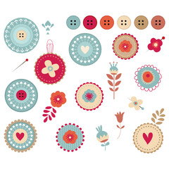 Floral lace tags budges vector set