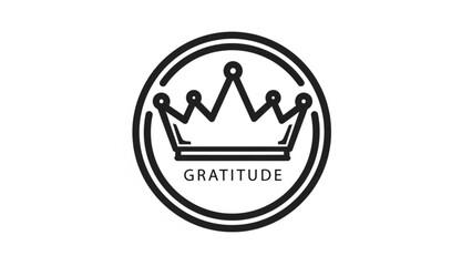 Gratitude crown icon with circle border on white background for appreciation and thankfulness