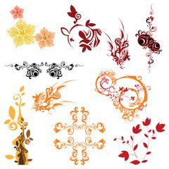 Set of decorative swirl flower patterns vector