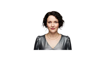 Attractive woman in silver dress portrait