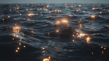 Dark ocean surface ablaze with glowing particles