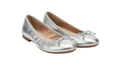 Pair of silver ballet shoes on Transparent Background