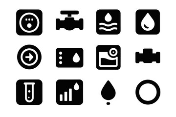 Fototapeta premium Optional black icon inside icons look consumption vector block smart water tile