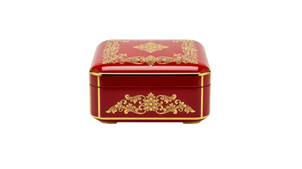 Red jewelry box with gold ornaments