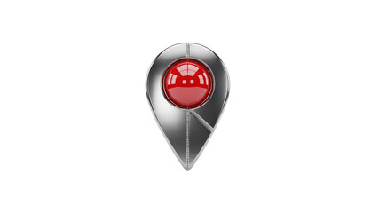 3D Pin with Red Center on Transparent Background