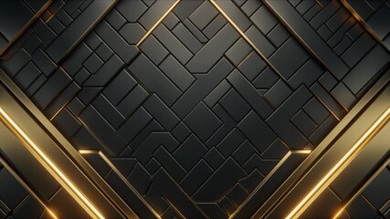 Moving Black Gold Geometric Background