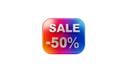 Sale 50% off icon with colorful gradient