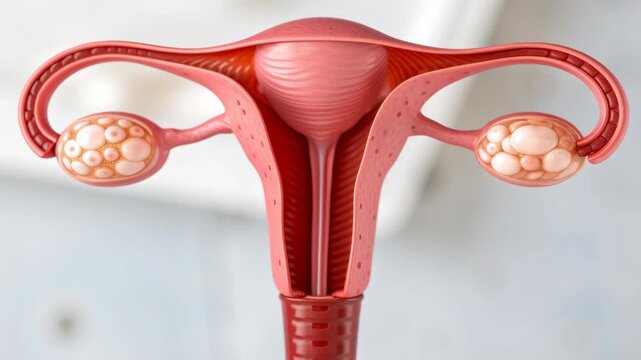 IVF Procedure Concept ,Uterus ovary fallopian tube female reproductive organ anatomy cross section cyst medical health disease concept detailed