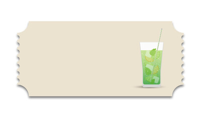 Ticket template, discount coupon for a fruit drink.