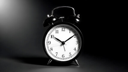 Black and White Retro Alarm Clock Minimalist Wallpaper