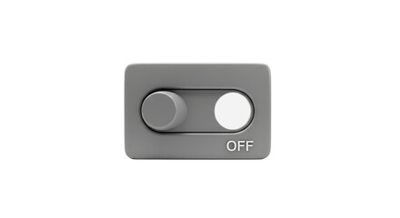 Obraz premium Gray toggle switch in the off position with the word off displayed isolated on transparent background