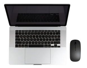  Luxury Laptop and Wireless Mouse Isolated Transparent Background.