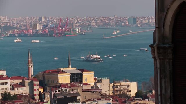 Kadikoy View Across Istanbul Bosporus from Beyoglu Heights