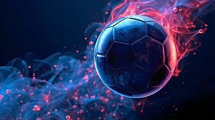 抽象的なネイビーの背景とサッカーボール