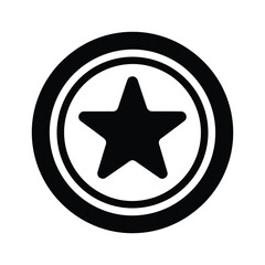 Black star icon in a circular frame on white background
