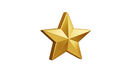 Obraz premium A single golden star shape with sharp points isolated on transparent background