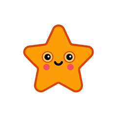 Cartoon star with a smiling face design on transparent background
