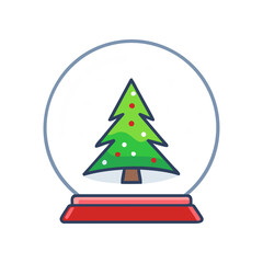 Christmas tree inside of a snow globe art on transparent background