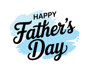 Happy Father's Day text with blue brush stroke background