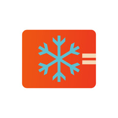 Orange square with snowflake and two lines on transparent background