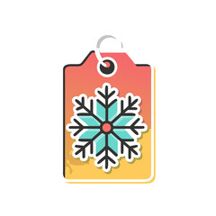 Winter snowflake tag with gradient colors on transparent background