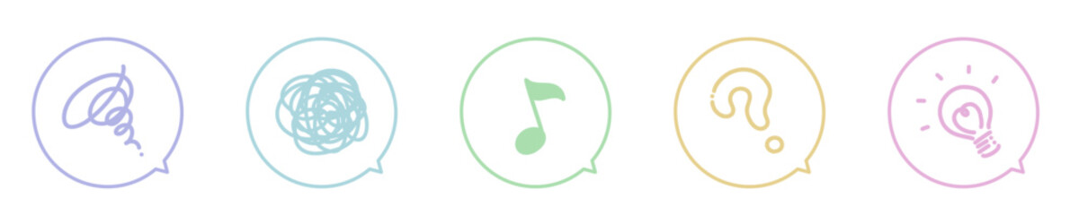 吹き出しイラストアイコン　パステルカラー