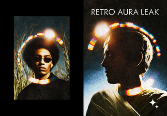 Retro Aura Leak Poster Photo Effect Mockup