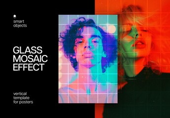 Glass Mosaic Poster Photo Effect Mockup