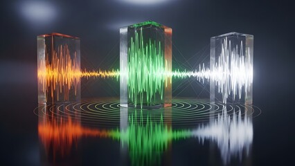 Sound wave visualization with colorful light beams
