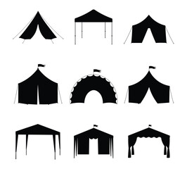 Tent Silhouette Vector Set &ndash; Camping, Circus, Canopy and Event Tents Collection