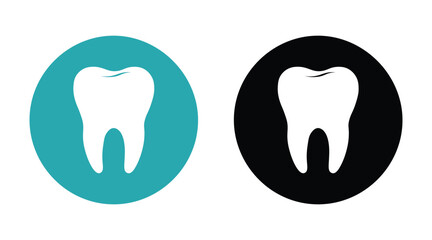 Tooth Icon Vector Set &ndash; Dental Care, Dentist Symbol in Color and Black Silhouette