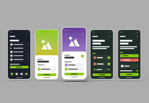 Colorful Modern Mobile App Wireframe UI Template